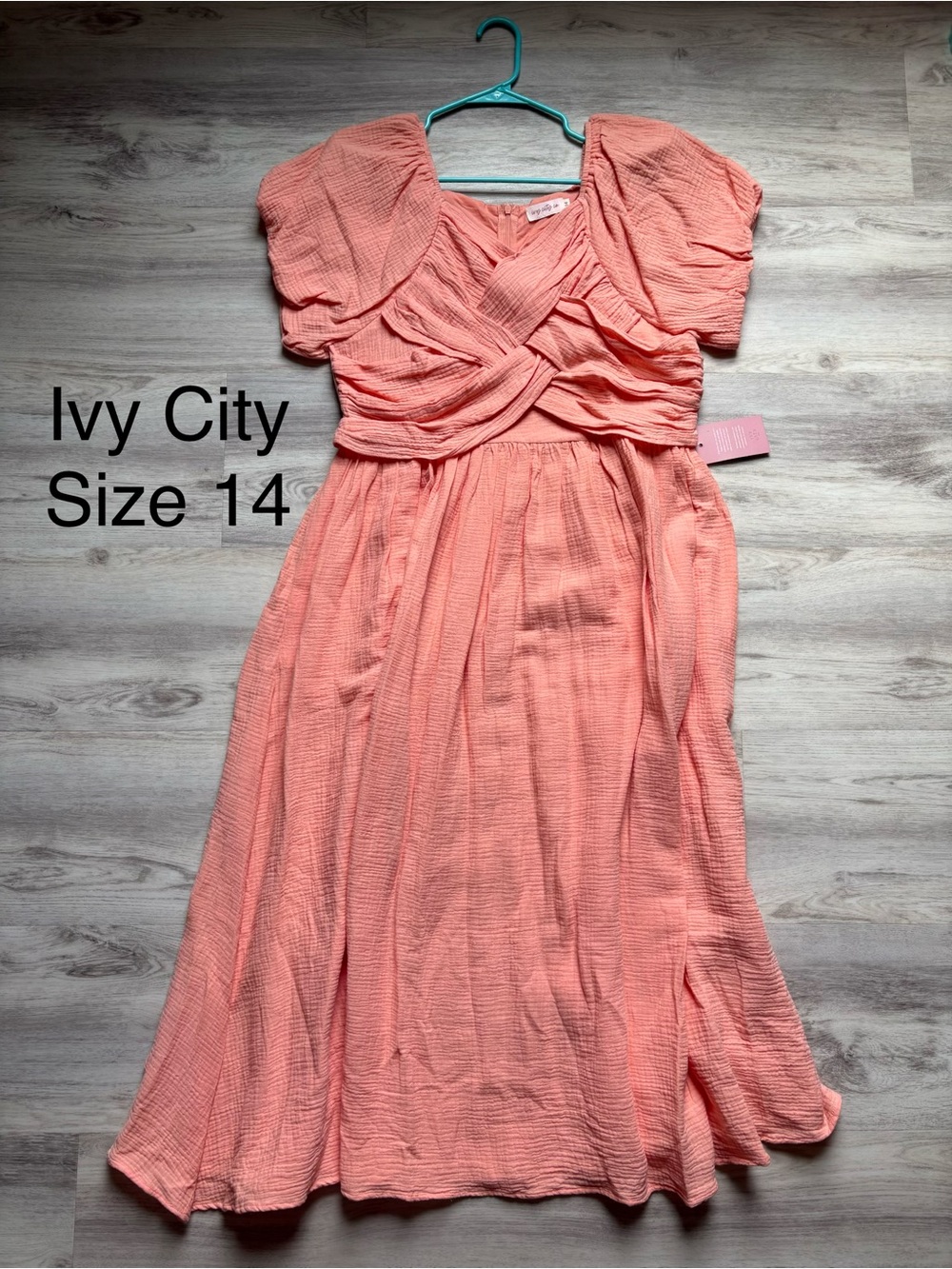 Ivy City Co Peach Textured Midi Dress